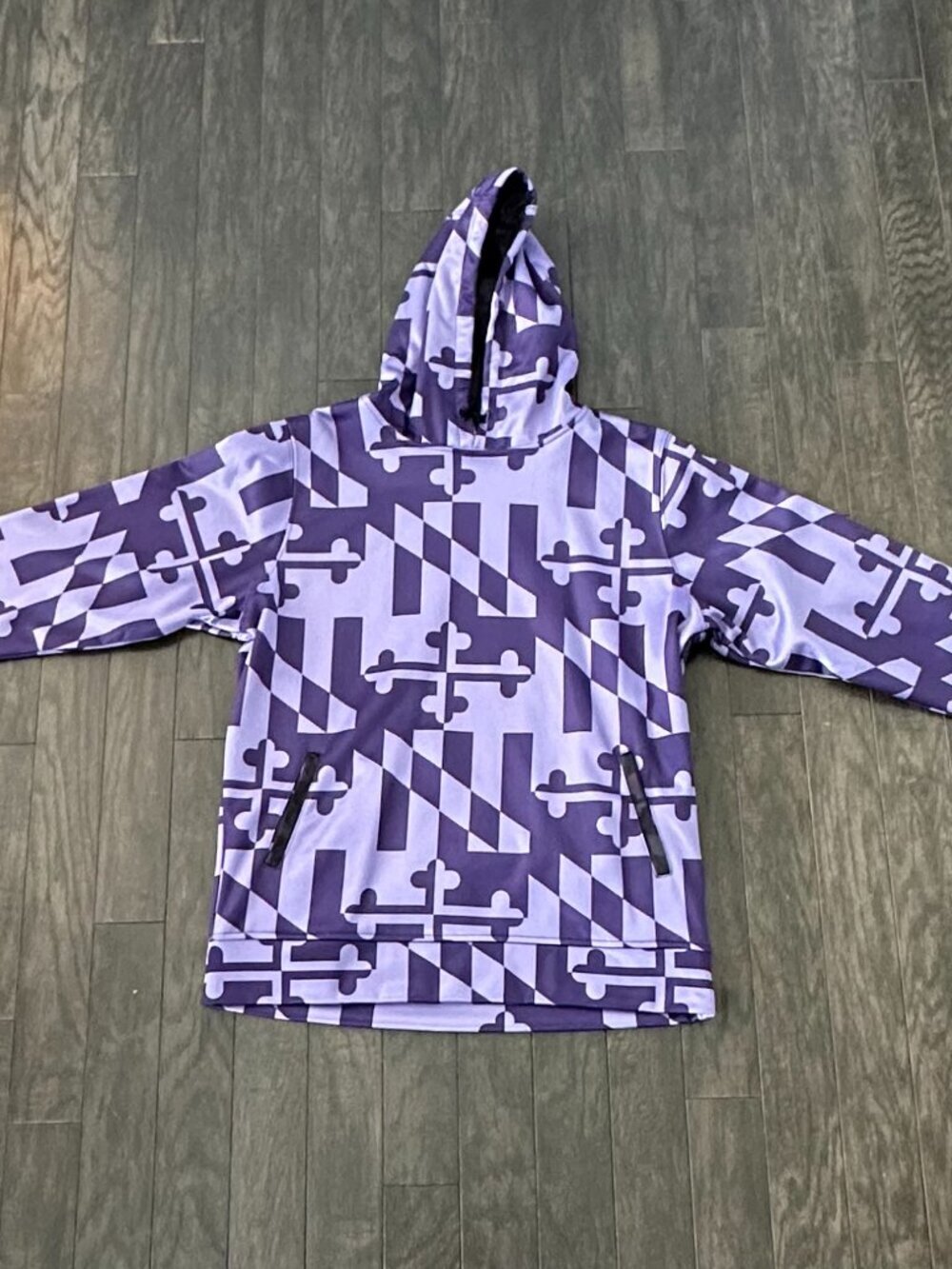 Purple Maryland Flag Design Medium Route One Apparel Fleece Lined Hoodie - Picture 7 of 10